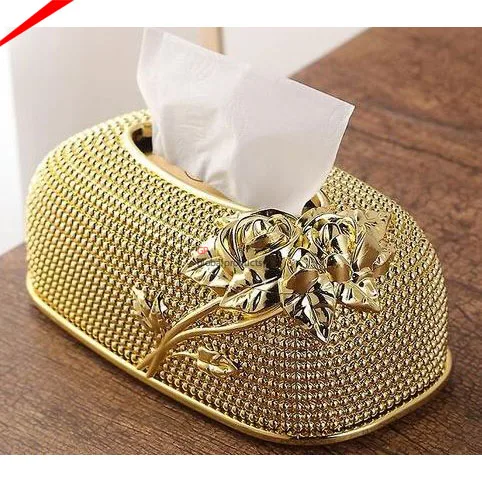 most beautiful metal gold tissue box with flower design tissue box for luxury wedding tabletop centerpiece