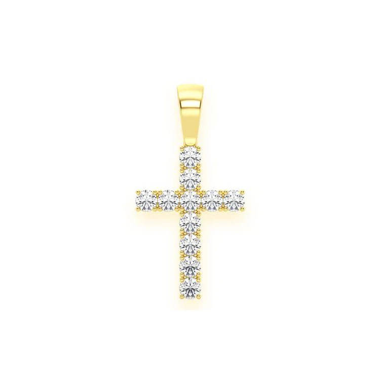 Unique Design Fashion Jewelry 3.75 TCW 10K Gold One Row Basket Cross VVS-VS Lab Grown Diamond Pendant for Engagement Gift