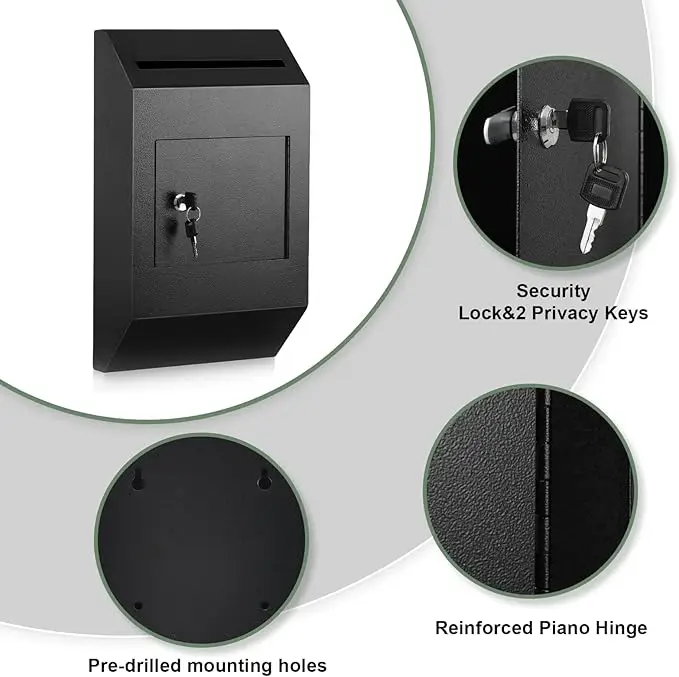 Wholesale Wall Mounted Mailbox Square Unique Shape With Post Metal USA Style Weatherproof Tediton Lock Residential Lock OEM ODM