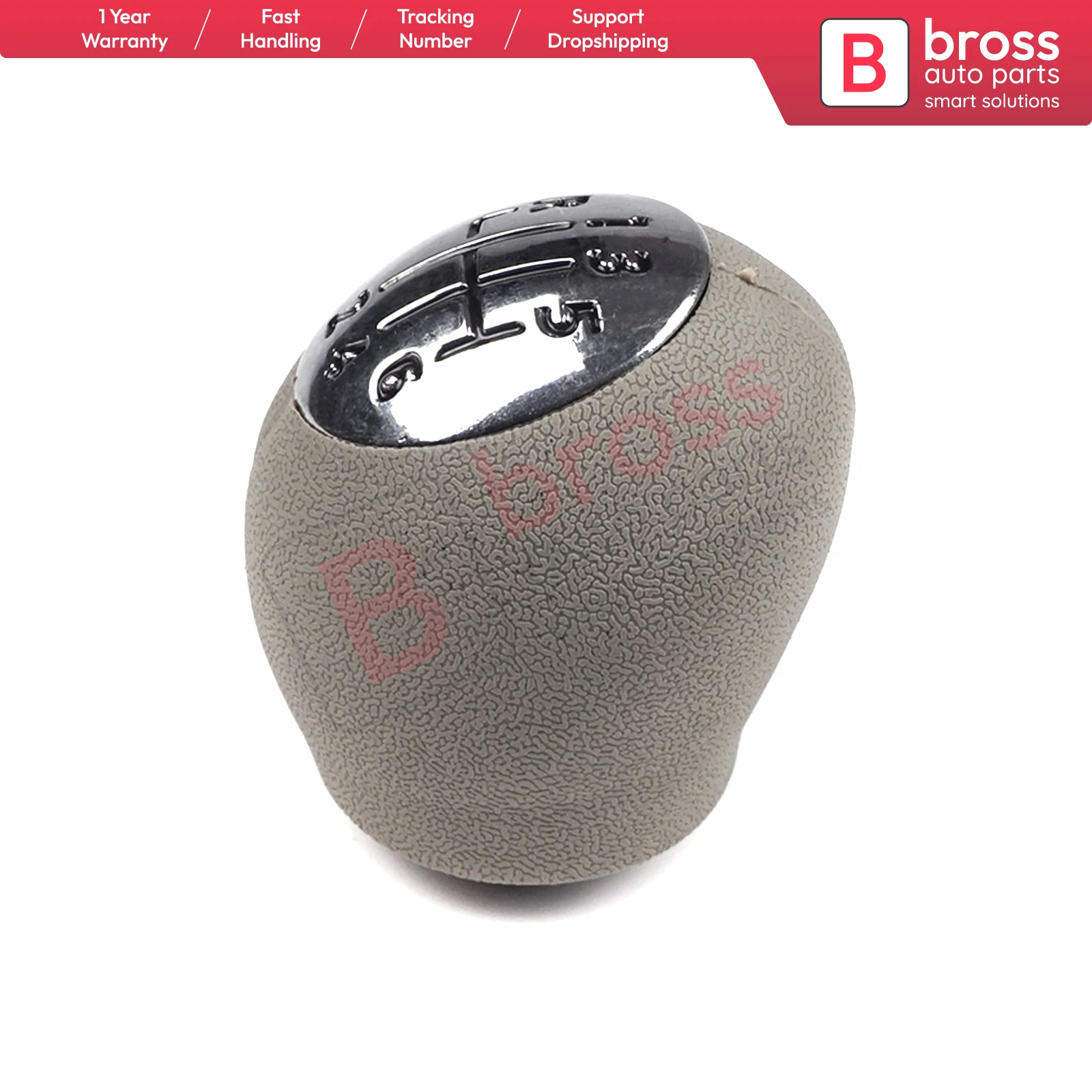 BSP614 6 Speed Shift Stick Knob 328650024R Chrome Gray  Bross Auto Parts Made In Turkey