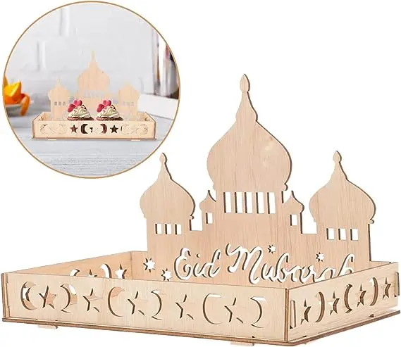 Muslim Muslim Party Decorations - Ramadan Mubarak Baking Desserts Candy Food Storage Wooden Tray