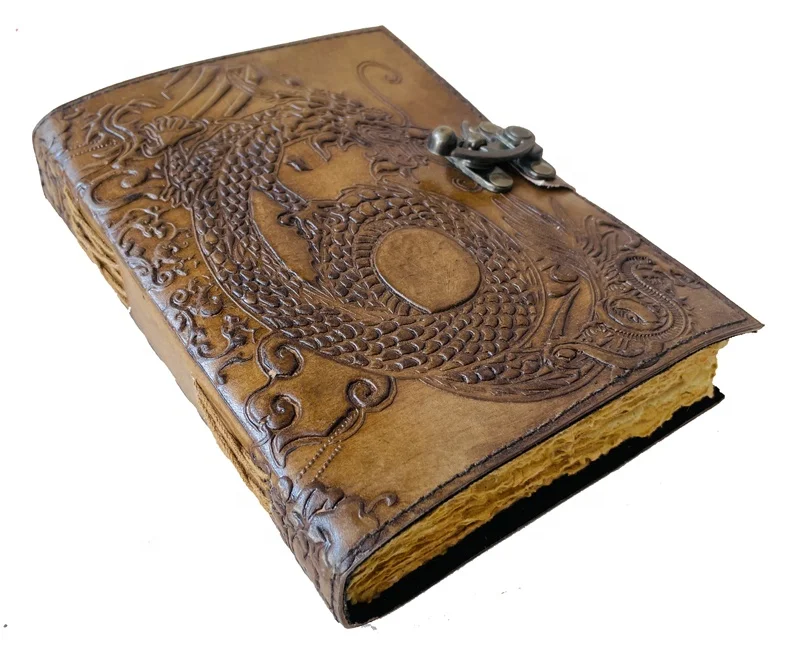 Personalized Dragon Leather Journal Celtic Notebook Engrave Scrapbook Witchcraft Journal Anime Grimoire Book of Shadows Diary