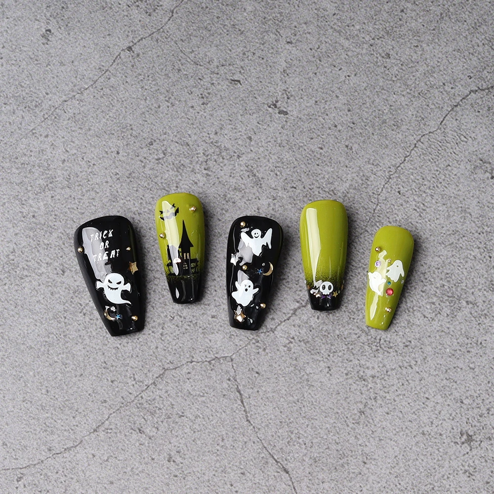 ShineB High Quality Professional Nail Art Remeber halloween hologram Nail deco stickers with Witch Pumpkin Spider Zombie Skull