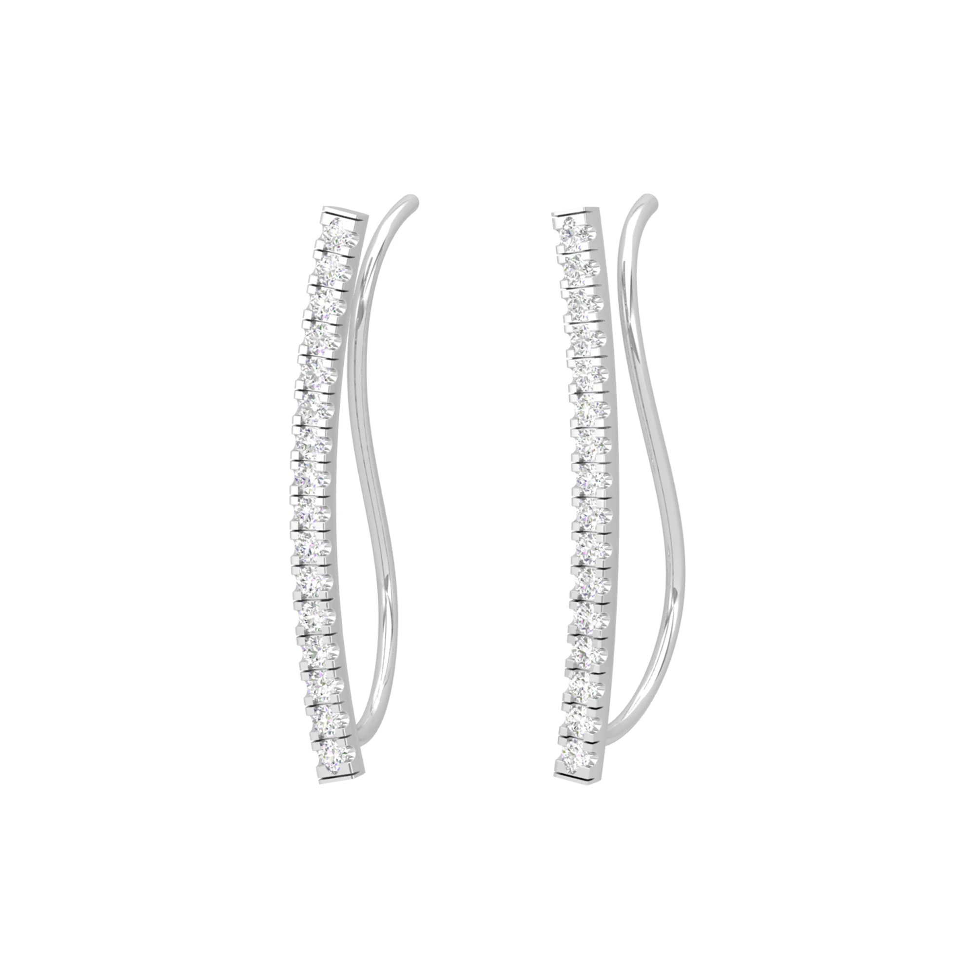 Elegant Statement Natural Round Diamond Crawler Earring For Women 14K Gold Fine Jewelry HI VS-SI Clarity Made In India