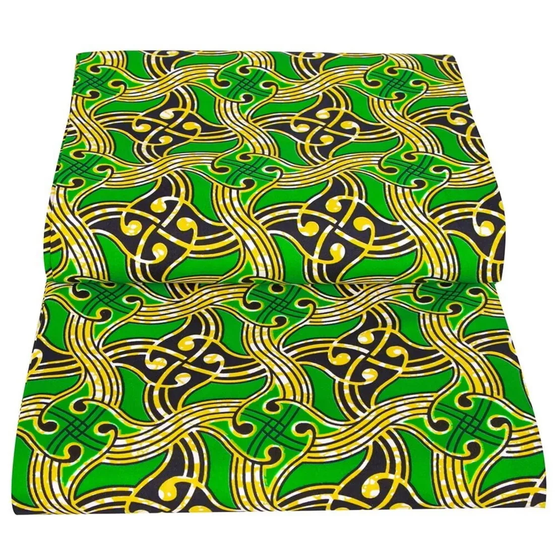 Green 100% Cotton Block Print Africa Wax Fabric Ankara Wax Prints Gold Super Fabric African Wax Print