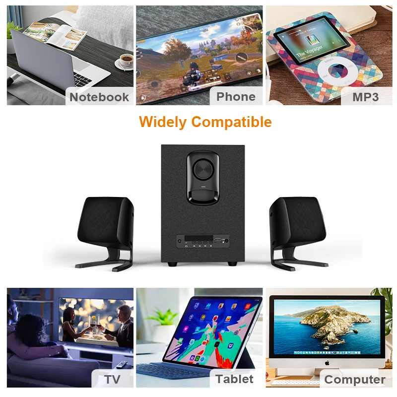 Audmic OEM  High Quality Professional Subwoofer 2.1 Multimedia Speaker Remote Control TF USB FM Speaker Equipment
