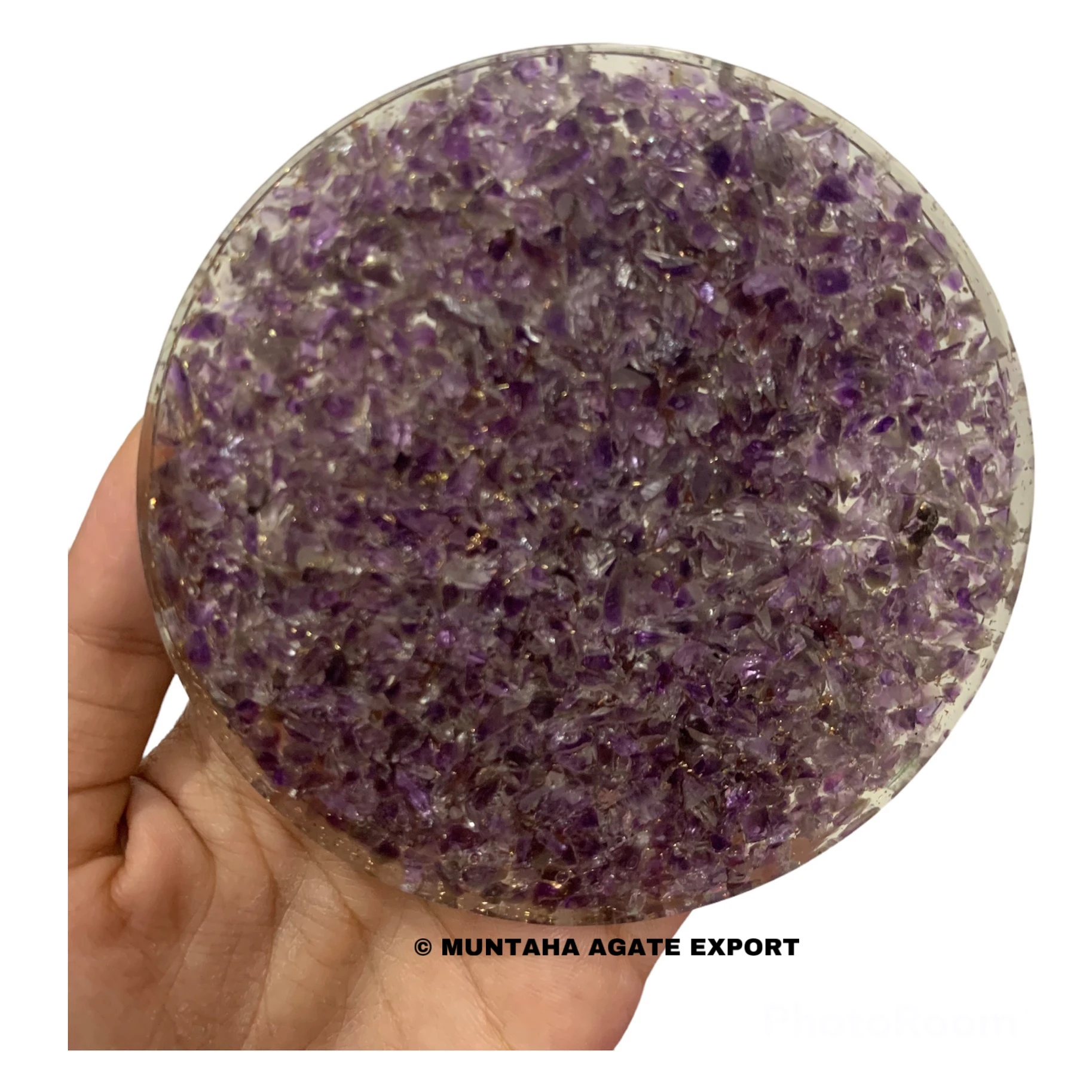 Reiki Crystal Product Orgonite Coaster Natural Chip Crystal Stone Amethyst Orgone Coaster For Positive Energy Orgone Chips