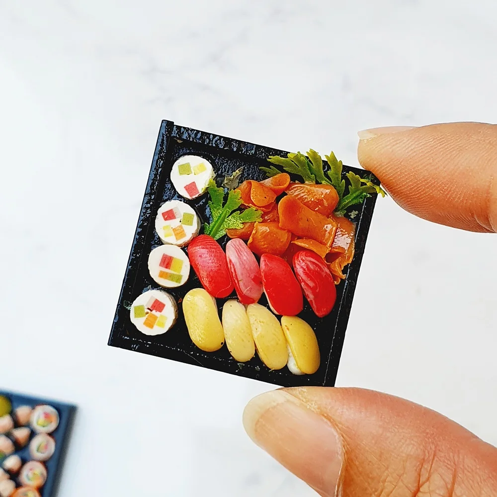 Dollhouse Miniature Food Japanese Sushi Sashimi Bento Set