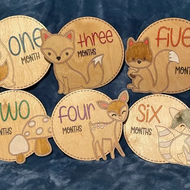 wooden rattan newborn month marker - Baby photography round plate wooden baby photography props