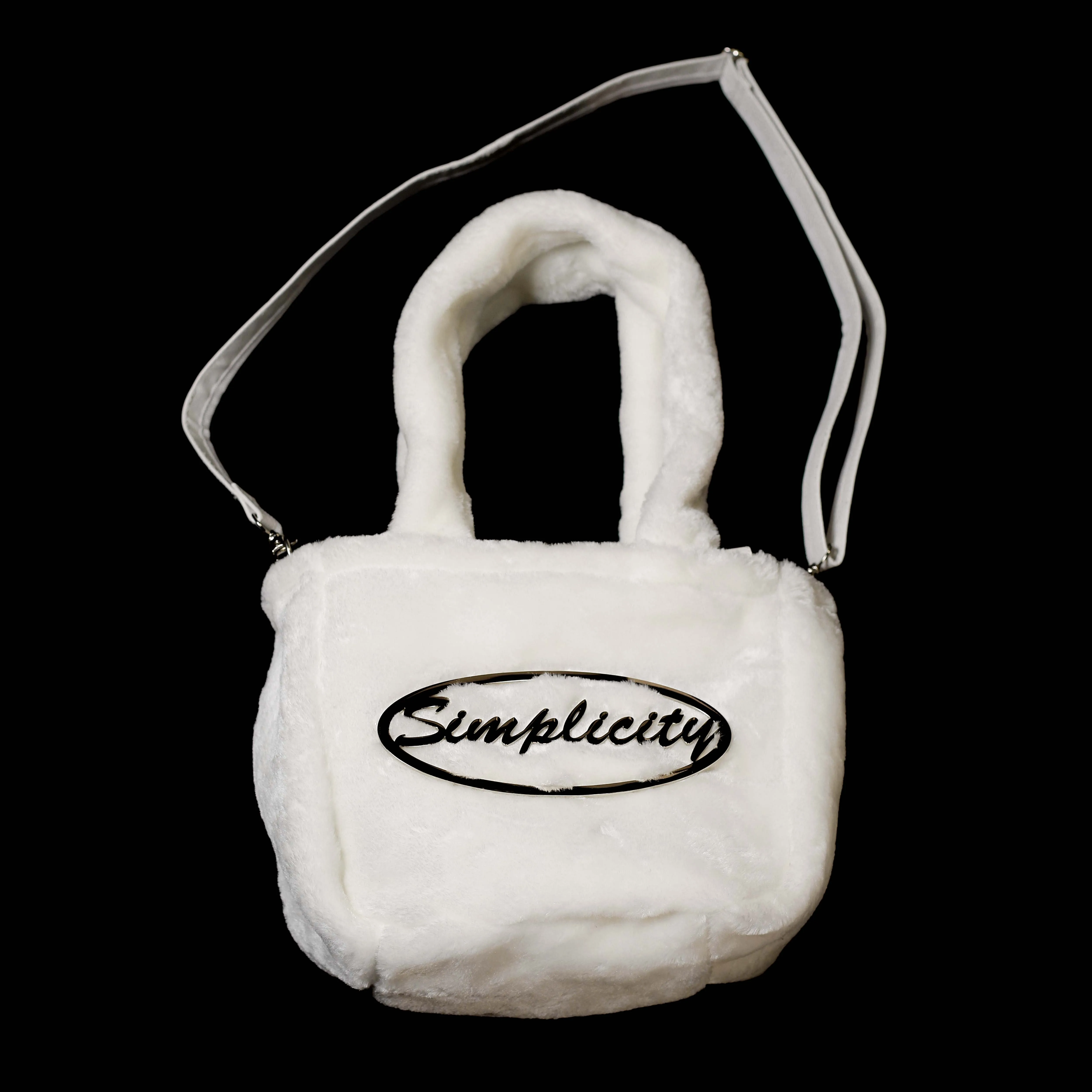 Factory Made Rich Grain Leather Handmade White Fur Leather Ladies fashion purse/pouch with detachable handles