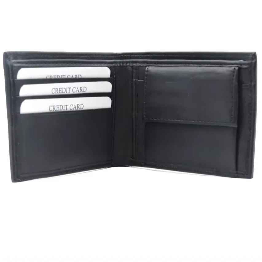 Premium Quality Customised Genuine Black Leather Wallet for Men 1 Coin Pouch Bi Fold Money Purse Handmade Personalised Stylish