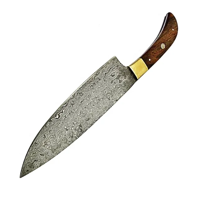 High Quality Custom Handmade Japanese Damascus Steel Kitchen Chef Knife Stainless Meat Vegetable Cutting Knife Leather Sheath