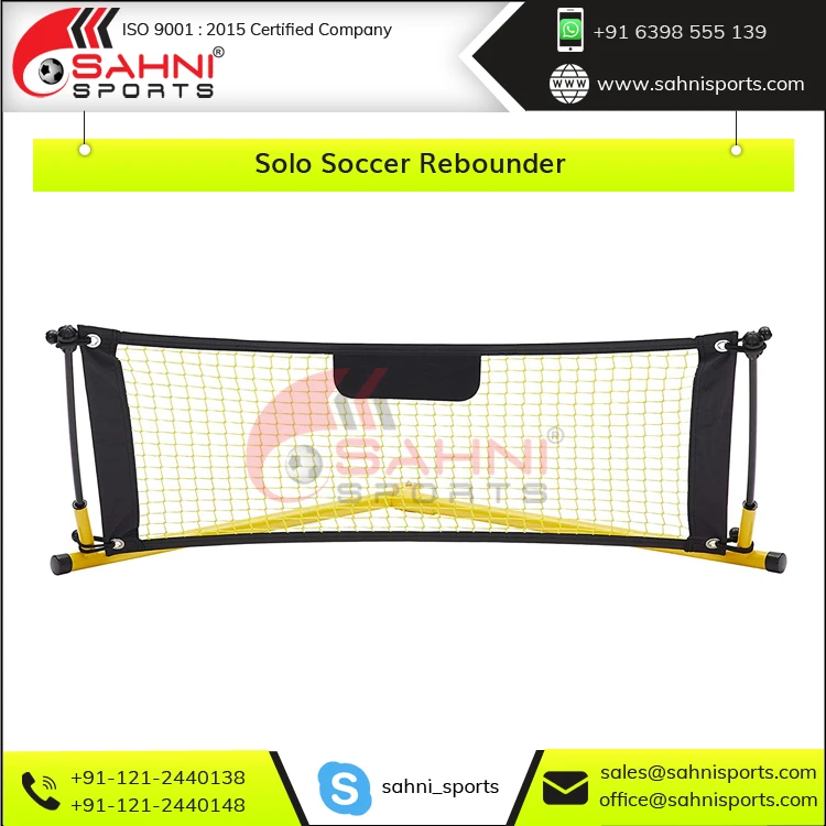 Portable Soccer Rebounder Training Equipment for Kids Metal Frame with Sturdy Base Fiberglass Poles Solo Football Practice Tool