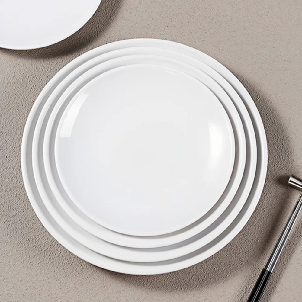 Round Melamine Dinner Plate, White Lightweight Plates for kitchen,camping,salad,appetizer, Dinner Plates Set