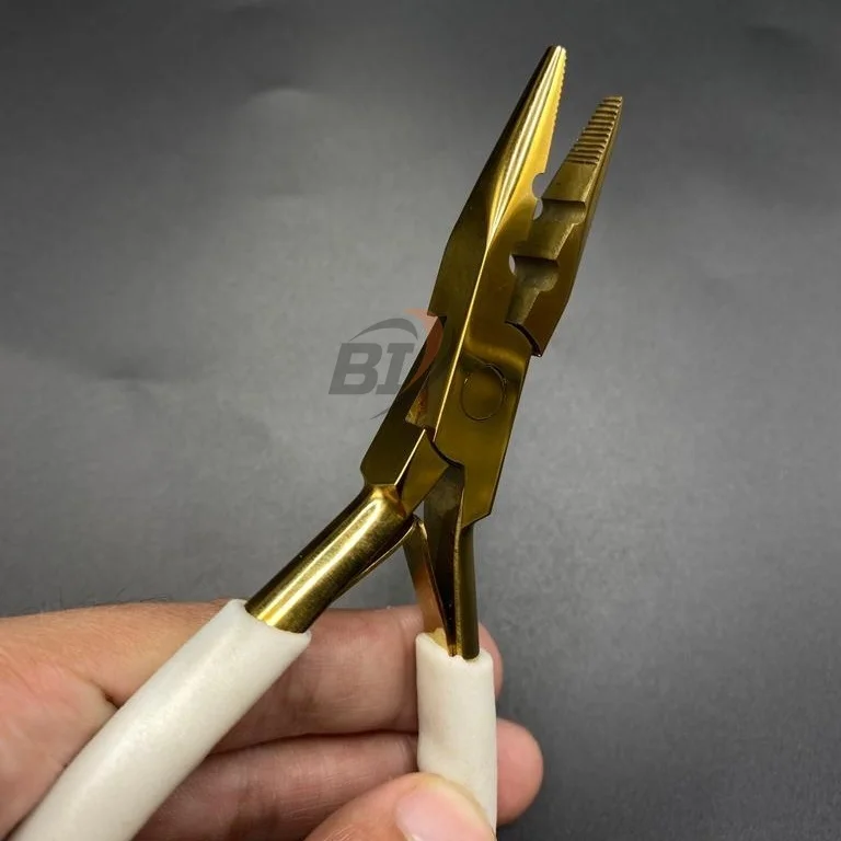 Hair Extension Plier Wholesale White Gold Surgical Grade Stainless Steel Needle Nose Pliers For Hair Extension