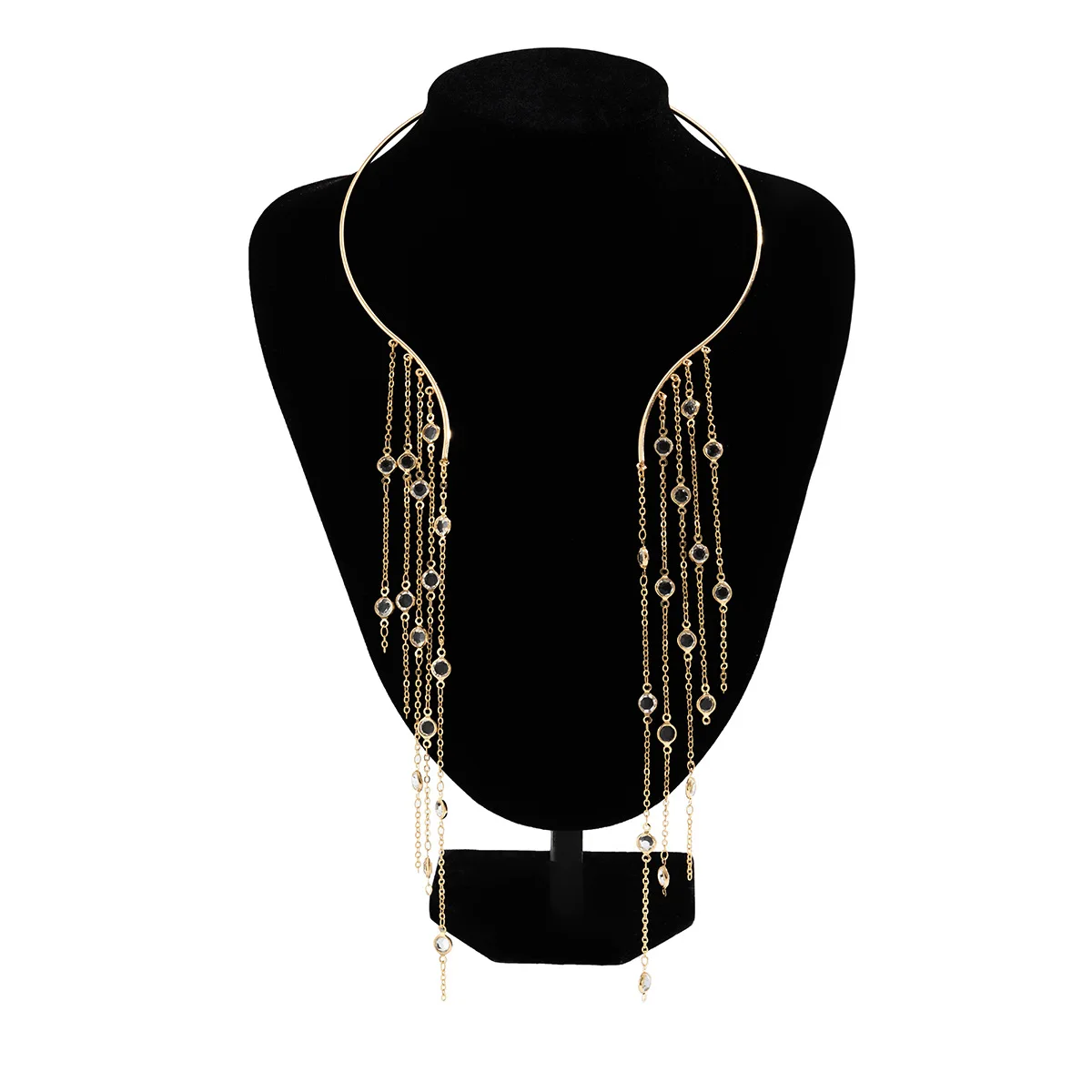 PASUXI Fashion Jewelry Retro Long Tassel Open Punk Collar Pearl Choker Neck Chain Collar Necklace for Women