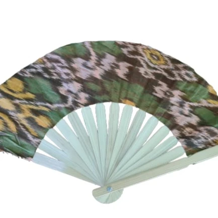 Bamboo hand held fan  with batik and weaving recycled material Wedding Souvenir folding