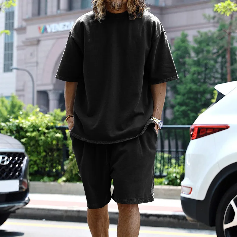 CUSTOM SUMMER 2 pc short set men casual set of shorts and shirt for men custom logo loungewear men shirt and short with printing
