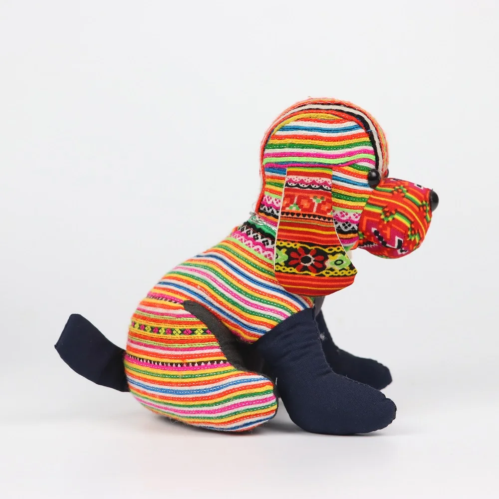 L11 x H17 Toys & Hobbies Unisex Handmade Brocade Of Mong Sapa Ethnic Puppy- Size S Stuffed Animal Toys