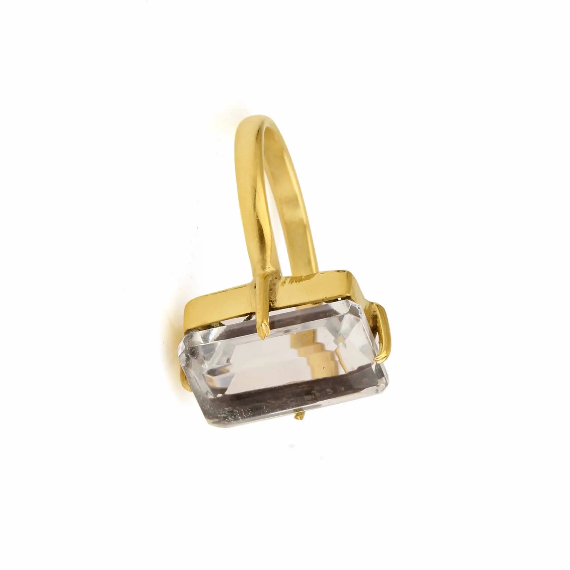 2024 Trending High Quality 925 Sterling Silver Eternity Vermeil Prong Ring Clear Quartz Emerald Women Fine Jewelry Manufactured