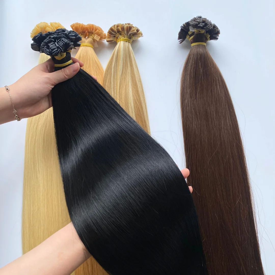 Wholesale European Human Hair Extensions 100 grams Keratin Bonds Flat Tip Human Hair Extensions