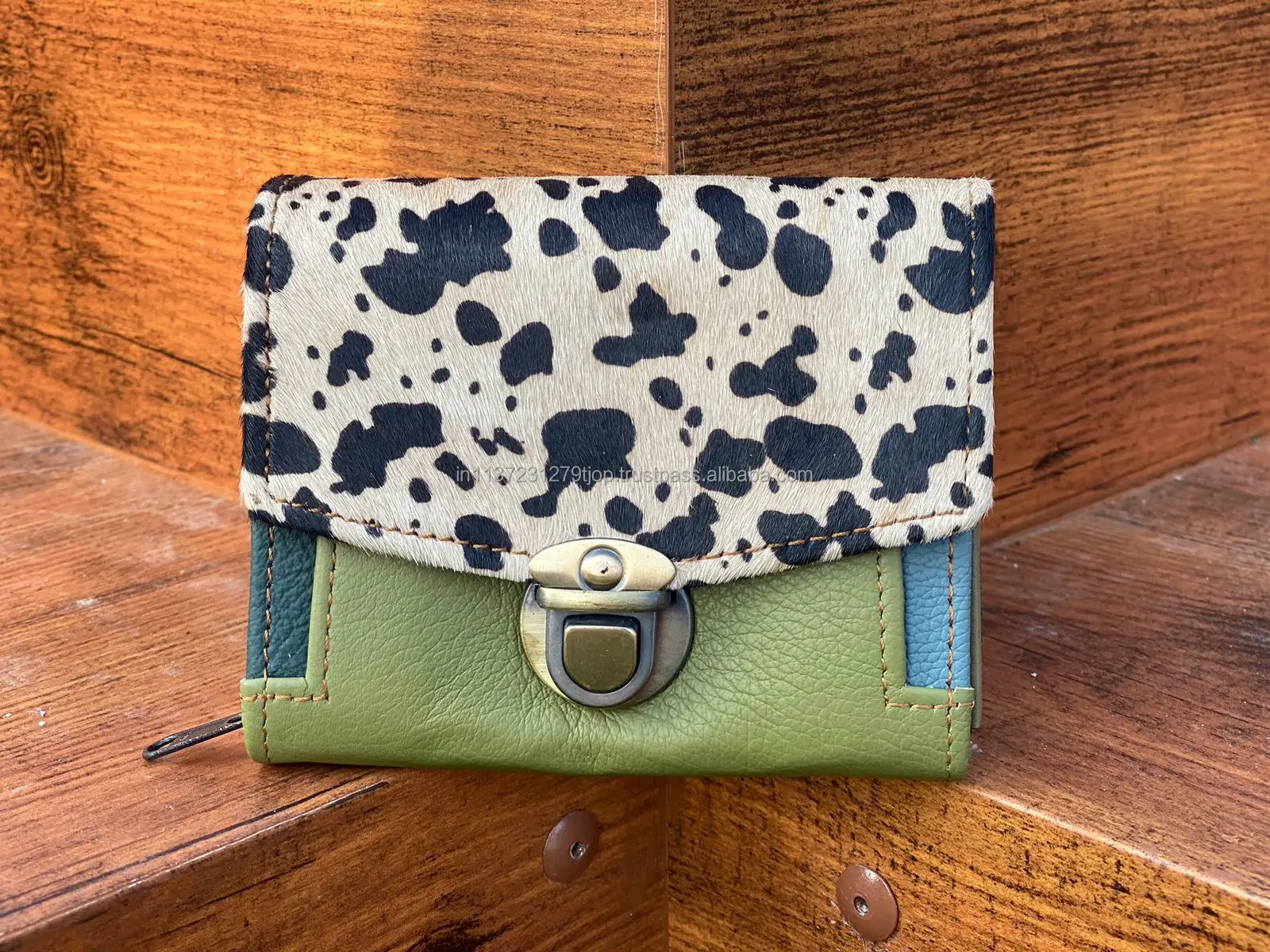 New Arrival Recycled Animal Print Fur Leather Women Clutches Stylish Stubby Rainbow Color Multiuse Purse ATM Card Holder Wallets