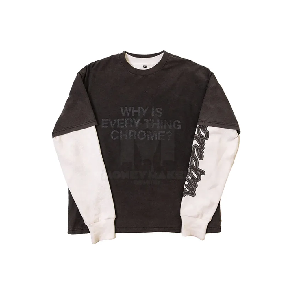 Wholesale Customized Cotton Double Sleeves T Shirts Vintage Stone Drop Shoulder Double Sleeves T Shirts