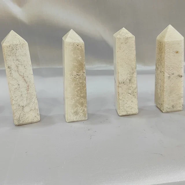 Wholesale White Scolecite Pencil Tower Point Natural Quartz Polished Mini Crystal Towers Top Quality Healing Crystal Point Wand