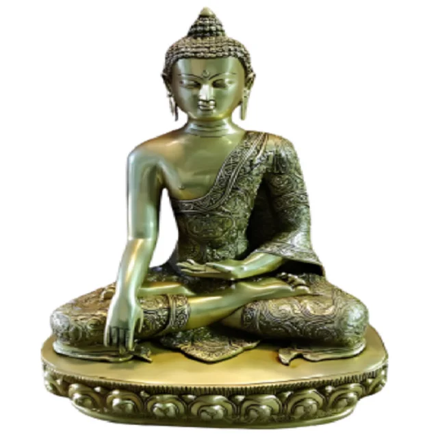 Brass Buddha Statue Brass Lord Buddha Idol Outdoor Indoor Buddhist Deity for Temple Altar Yoga Studio Meditation Room Decor