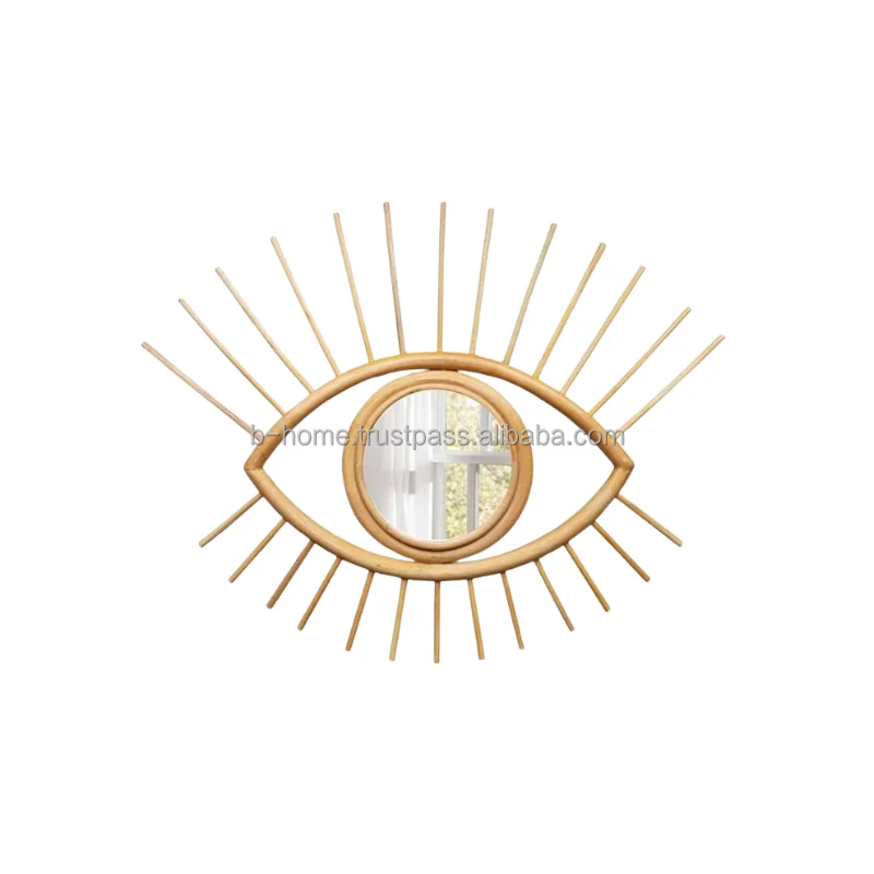 Настенная зеркальная рама из ротанга