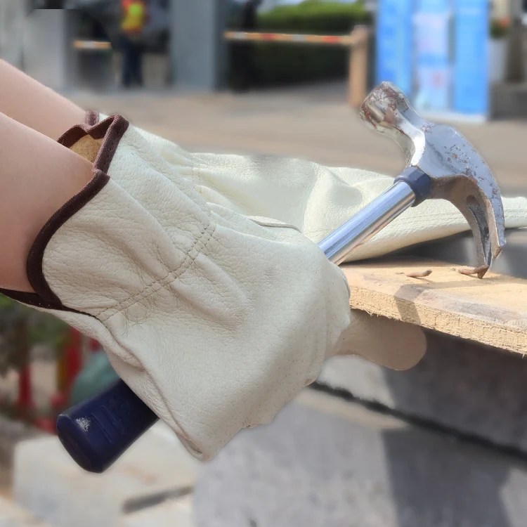 Leather Men Double Coated Utility Work Out Gloves Safety Work Work Protection Accept OEM