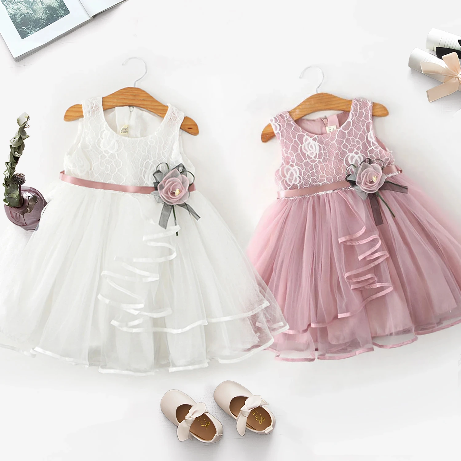 Conyson High Quality Lace Dress For Baby Girls Toddler Girl Baptism Clothing Kids Princess Party Ball Gown Little Girl Dresses
