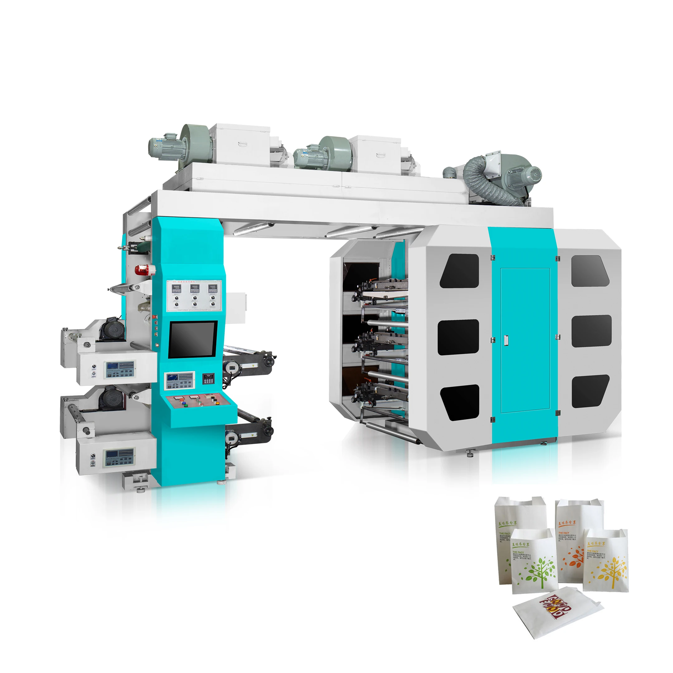 6 Colours Stack High Speed Flexo Printing Machine Paper Roll To Roll Printer, YT Series Flexographic Printer