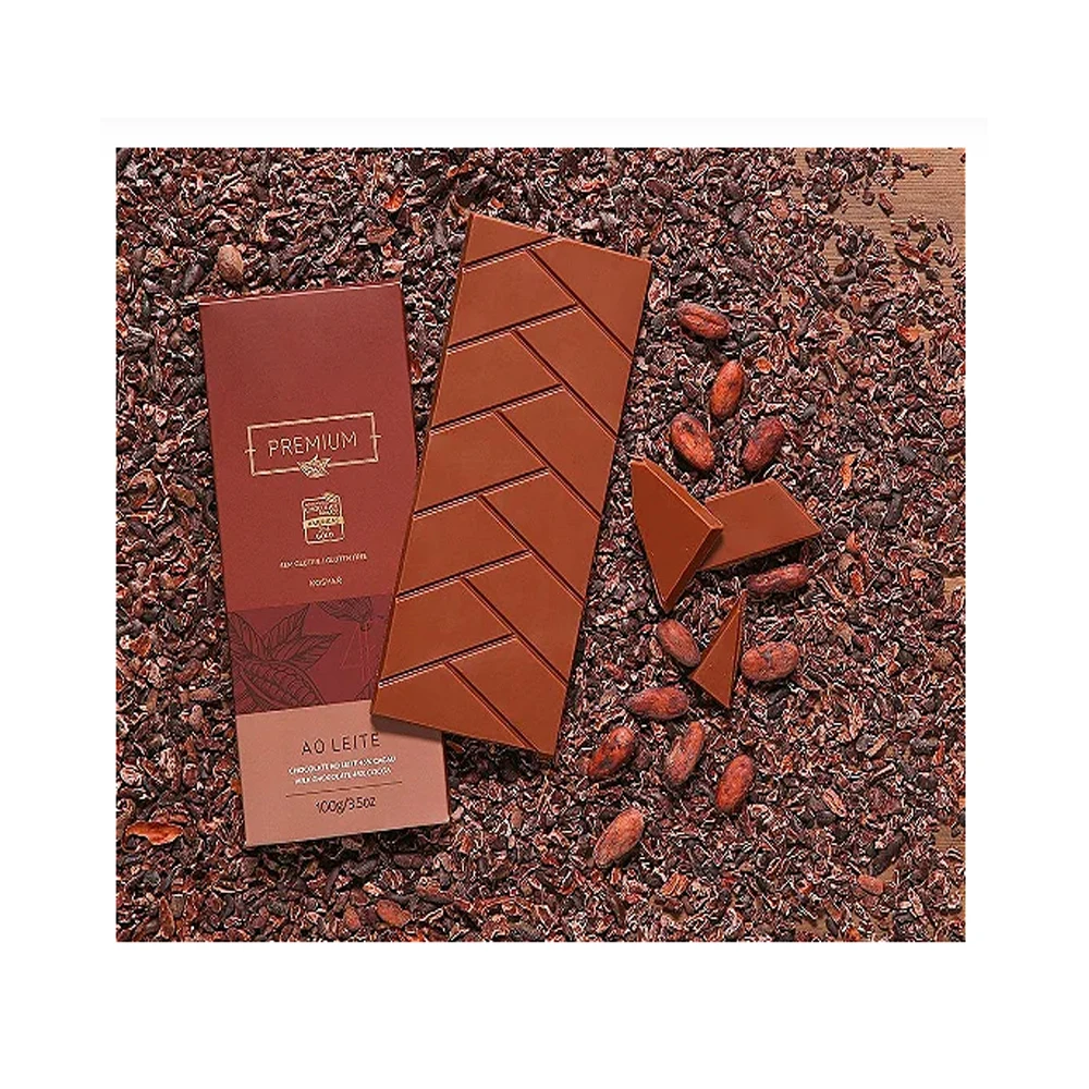 Bean to Bar Gluten Free Chocolate with 45% Cocoa a pleasant combination of milk and cocoa flavors is made according to unique