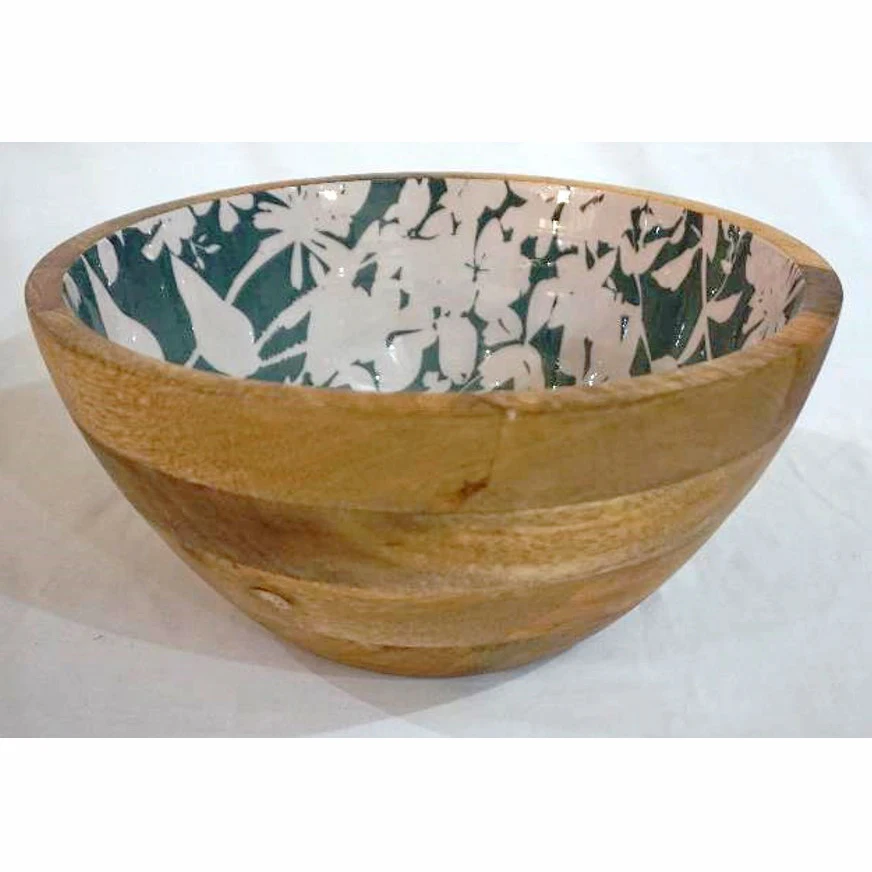 Enamel Print Serve Ware Round Salad Bowl Rice Bowl for Wholesale from India Handmade Wooden Serving Bowl High Quality Dishes