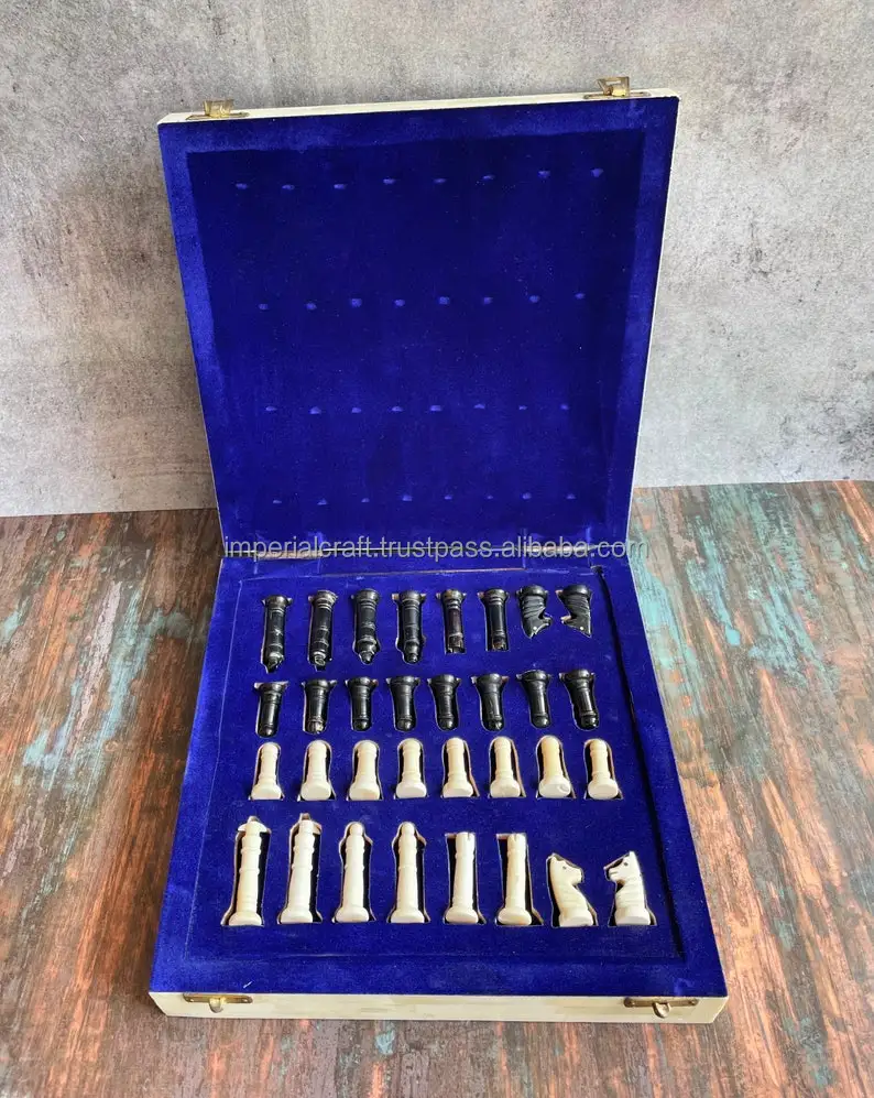 hot selling bone inlay chess board with  handcrafted chess pieces new design folding  and magnetic  chessboard