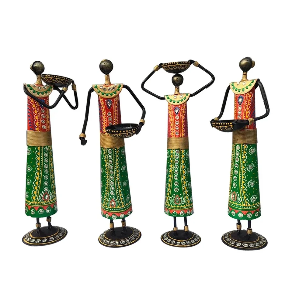 amazing Handmade Decorative  Wholesale factory price Tribal Lady Standing Showpiece/Candle Light Holder For Home Decor Set Of -4