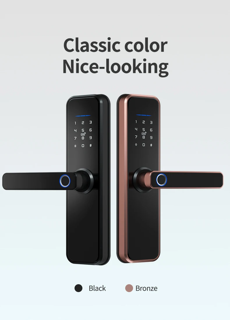 Factory Direct Safety Fingerprint Locks Screen Electronic Finger Touch Handle Home Locker Apartment Ttlock Tuya Smart Door Lock