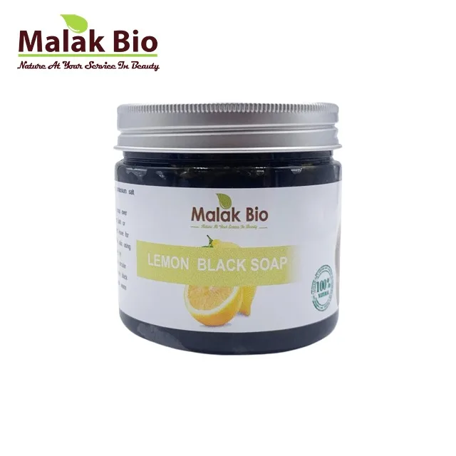 Black Soap (Beldi Soap) with lemon by  Malak Bio 100 % natural Moroccan Black Soap Body Scrub Pure Natural Purifying Cleansing