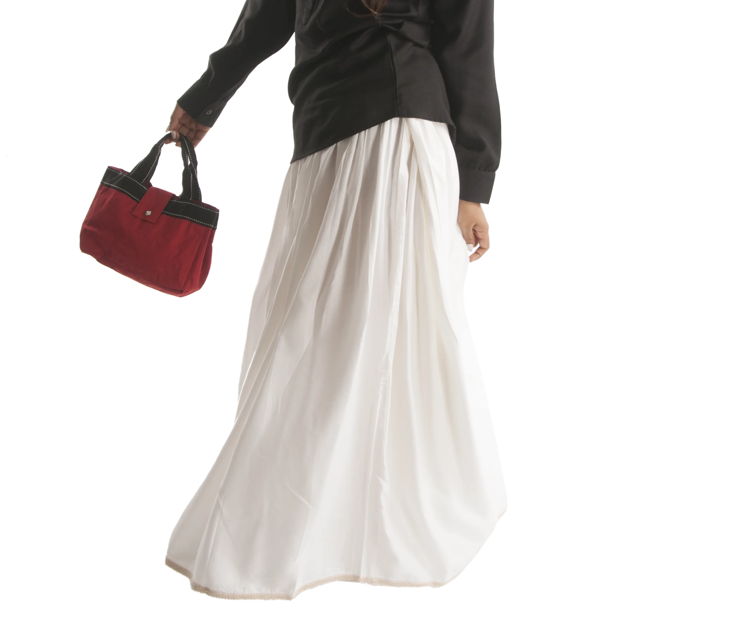 Fashionable and Beautiful White Color Long Skirt with Elastic Waist Band for Young Girls and Women available at Best Price