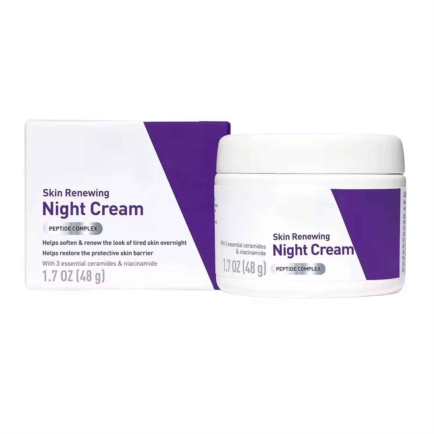 CVe Skin Renewal Night Cream | Niacinamide, Peptide Complex & Hyaluronic Acid Facial Moisturizer | 1.7 oz