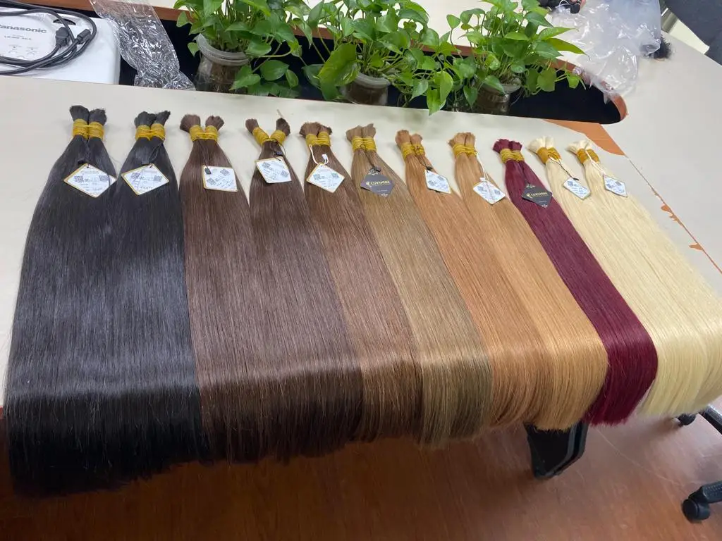 High quality Bulk coleta straight colored hair cabello humano 8 to 30 inches Cuticle Aligned Russian Hair Extensiones Aliexpress