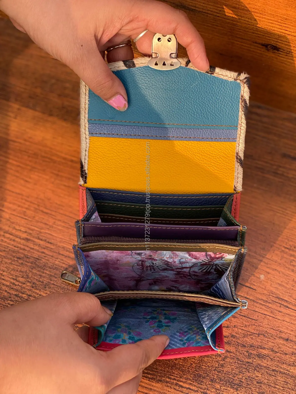 New Arrival Recycled Animal Print Fur Leather Women Clutches Stylish Stubby Rainbow Color Multiuse Purse ATM Card Holder Wallets