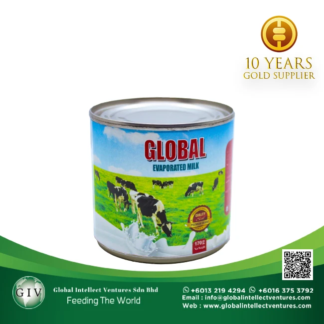 GLOBAL Full Cream Evaporated Filled milk with 2% protein for Coffee/Tea and Baking  Best products from Malaysia 390g,500g,1kg.