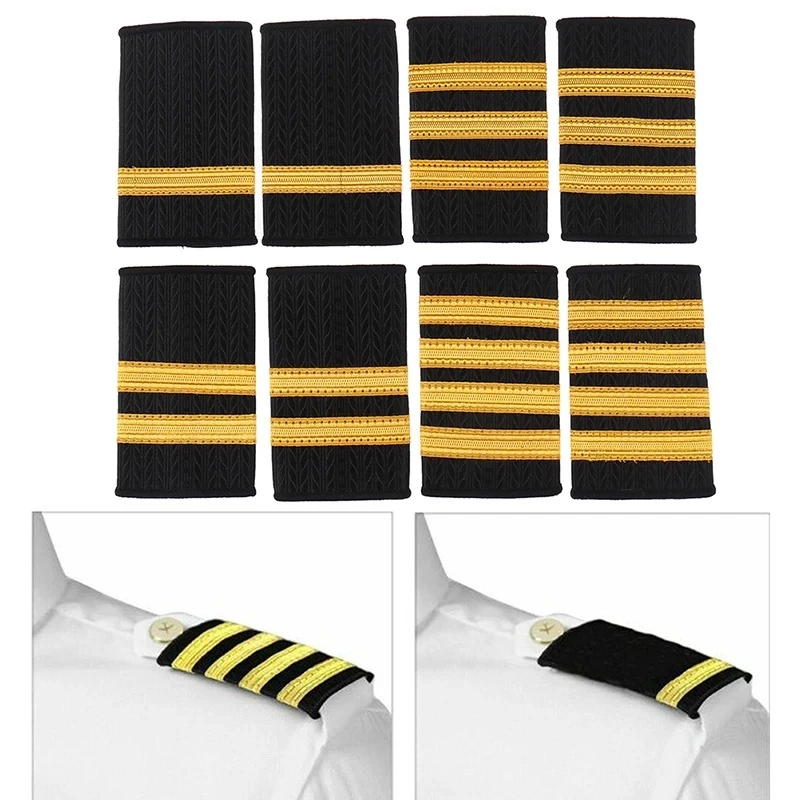 1 Pair Epaulettes Professional Uniform Epaulets Gold Stripe Shoulder Badges OEM in epaulettes for crew uniform