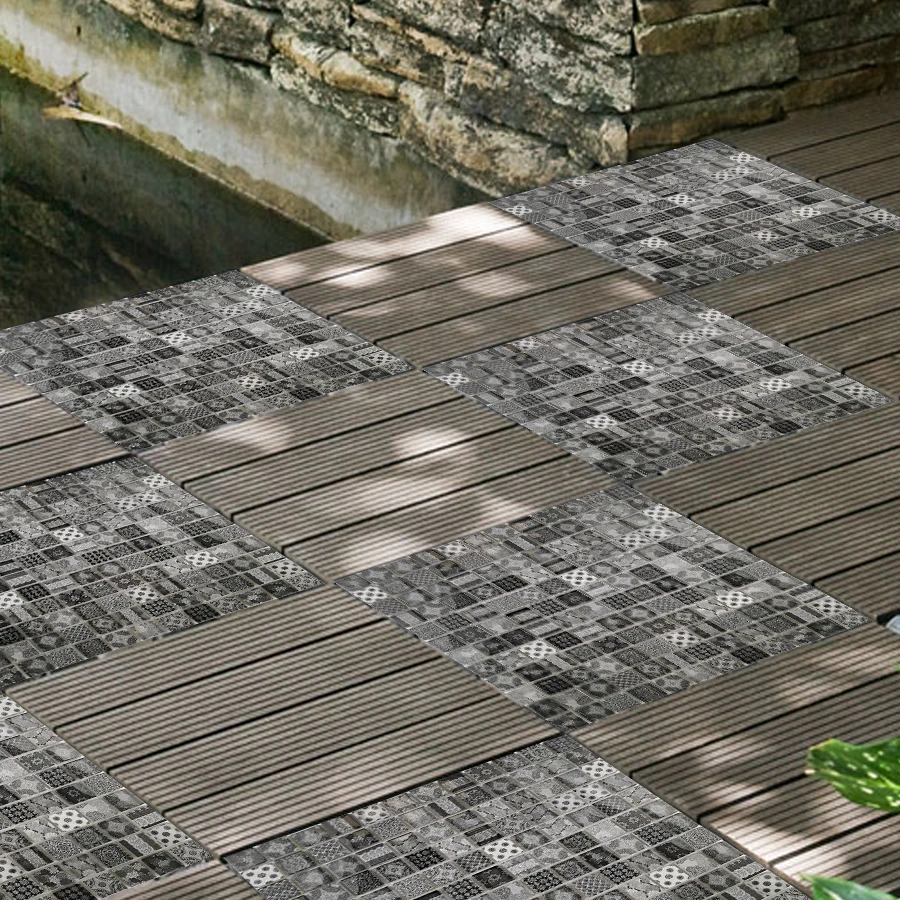 GUCI Moroccan style small chip ceramic glass mosaic white black grey wall floor backsplash tile