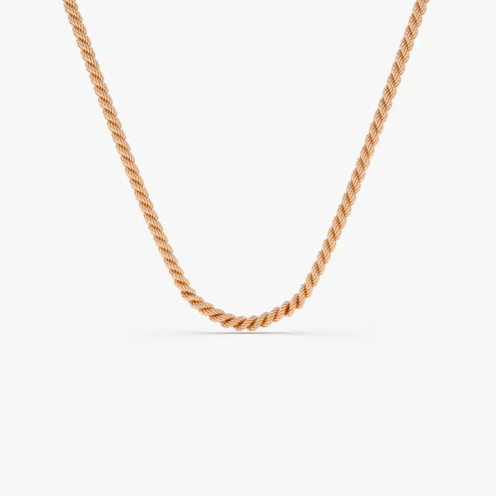 14k Solid Gold Rope Chain Necklace For Women Custom Jewelry For Women Twisted Gold Chain Jewelry Wholesale Gold Plated Necklace