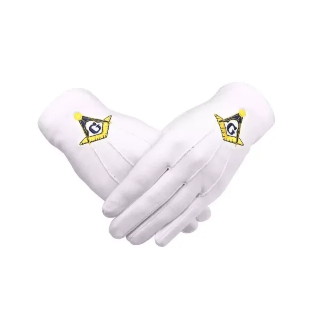 Masonic Regalia Embroidered logo Comfortable Soft Hand Glove Cotton AND Leather Gloves from Pakistan