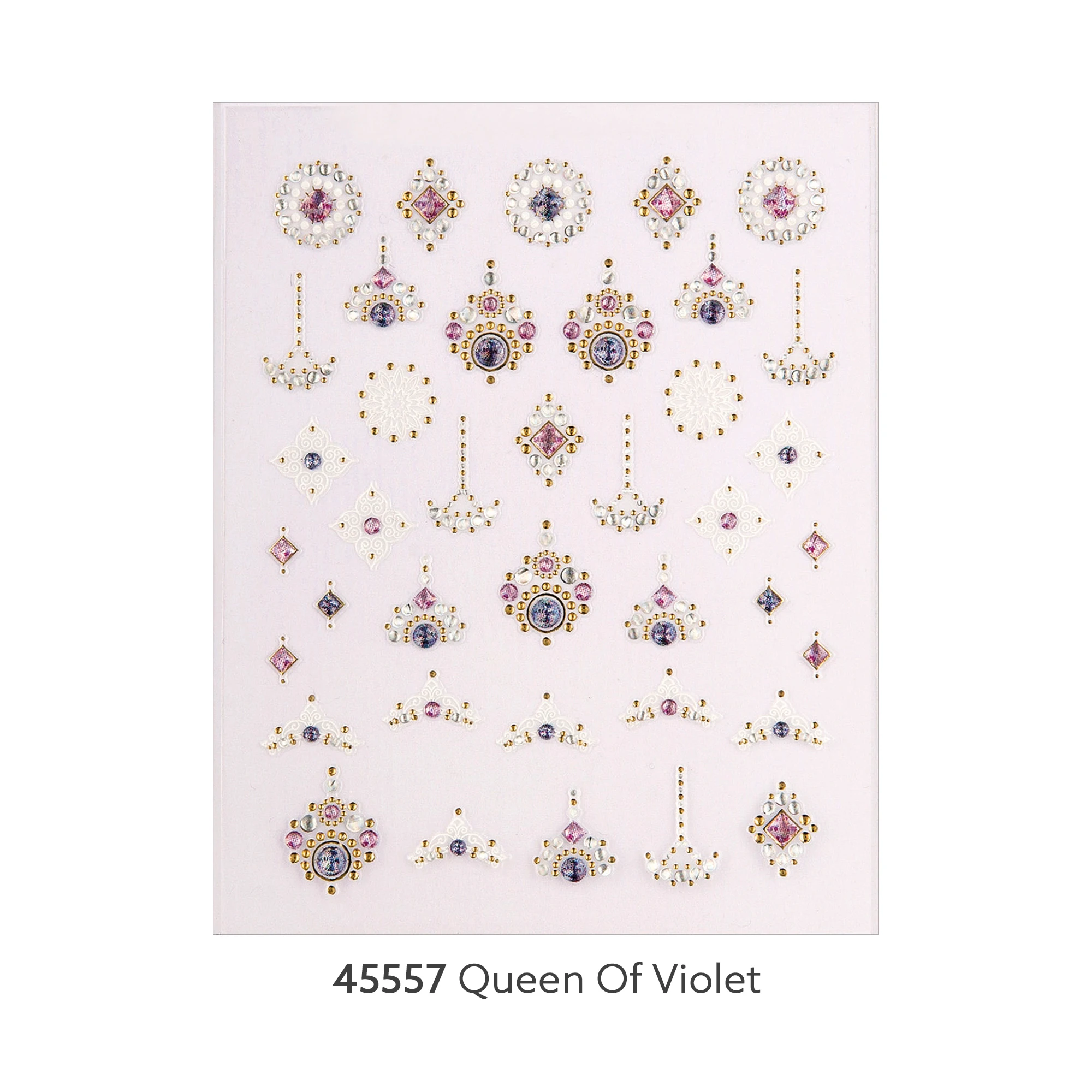 Wannabe Grace #45557 Queen Of Violet nail stickers chandelier cubic nails 3d emboss jewel design Multi Size Korea oem odm