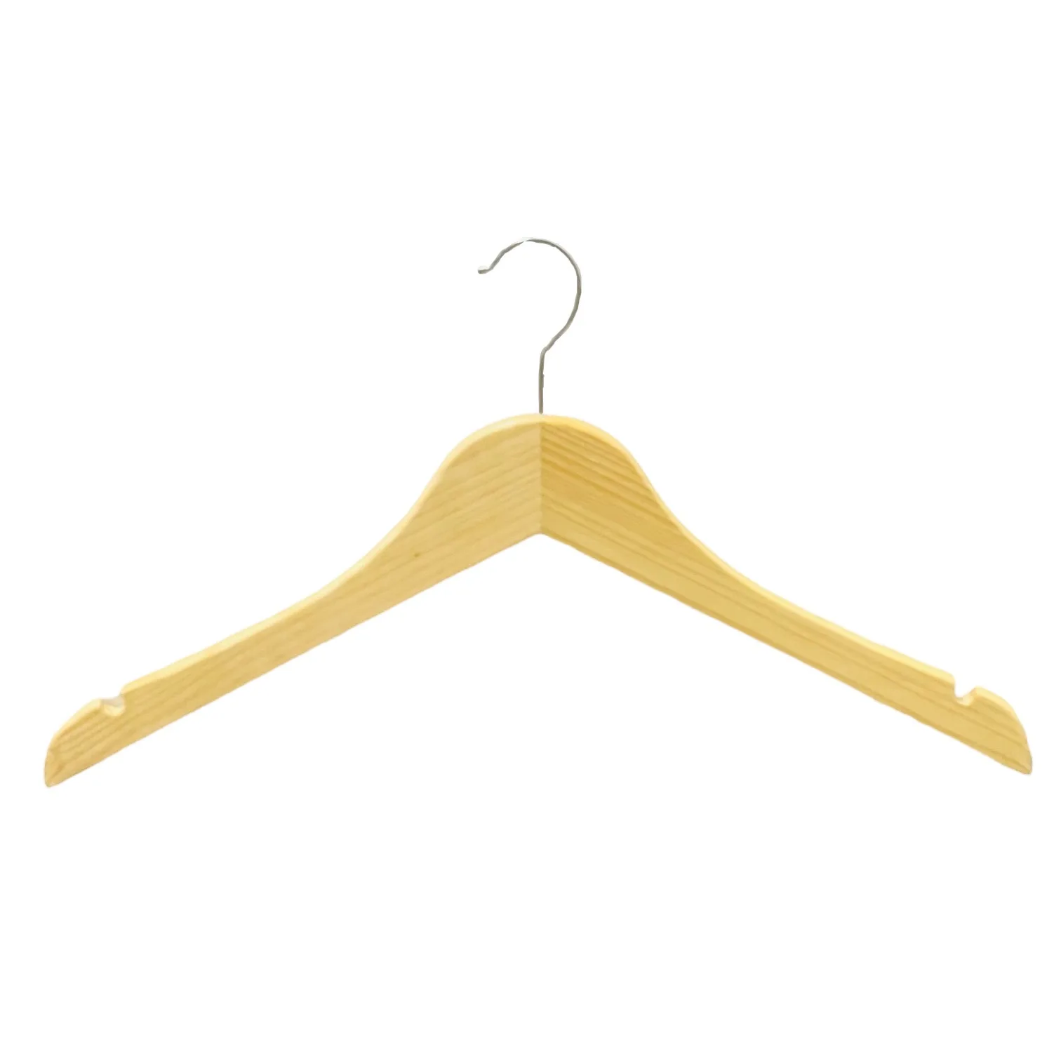 Hot Sales 2023 Nature Color Material Wood Hangers For Clothes Wooden Hangers With Clips Non Slip For Garment Display Bulk Qty